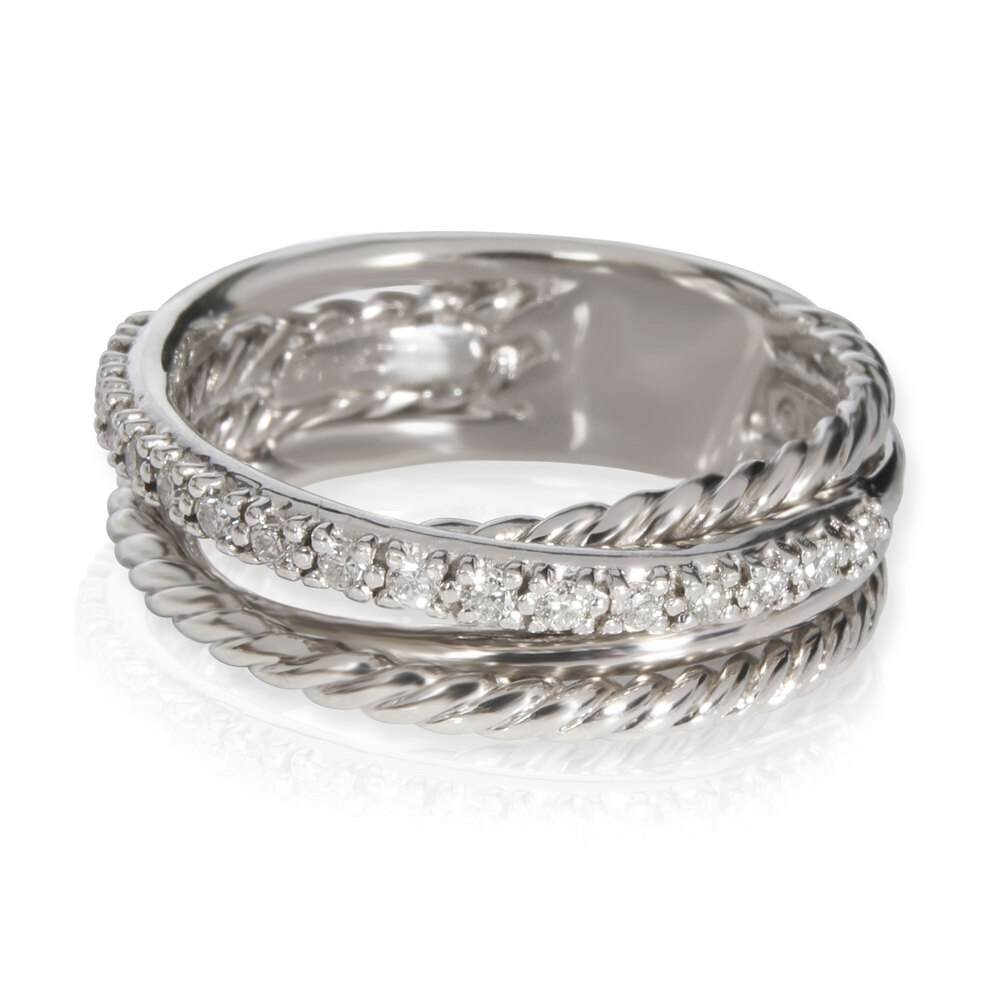 David Yurman Sterling Silver Diamond Crossover Ring